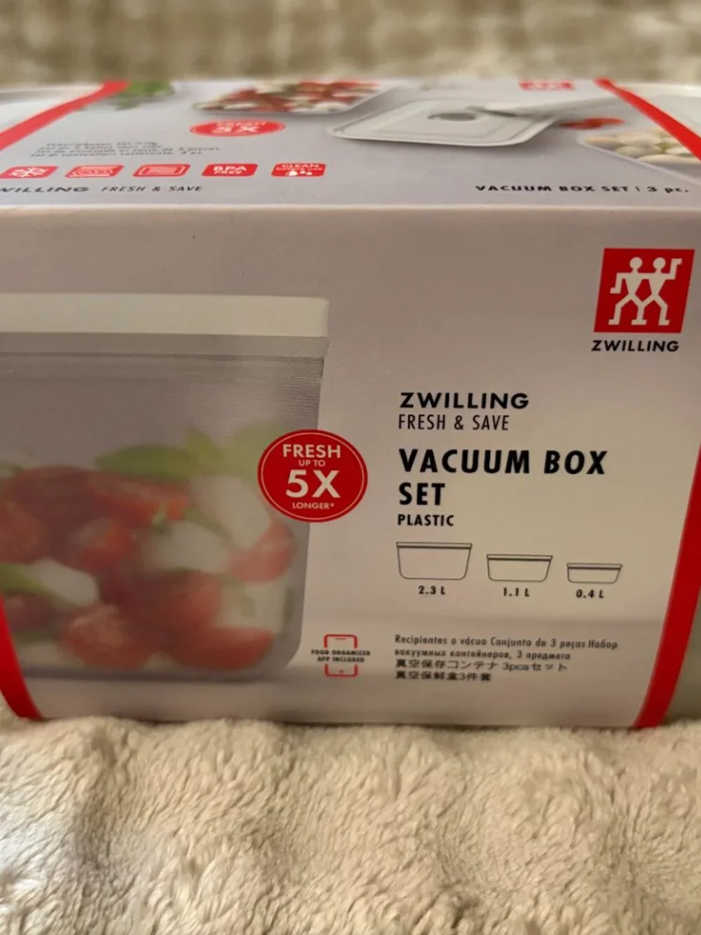 Zwilling Fresh & Save 3 Pc Vacuum Food Storage Container Set Plastic S M L sizes